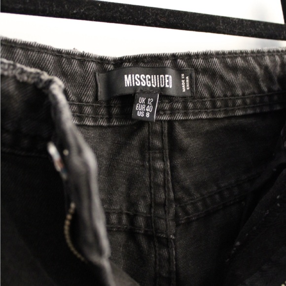 Misguided Longline Denim Shorts in Black - Picture 3 of 4